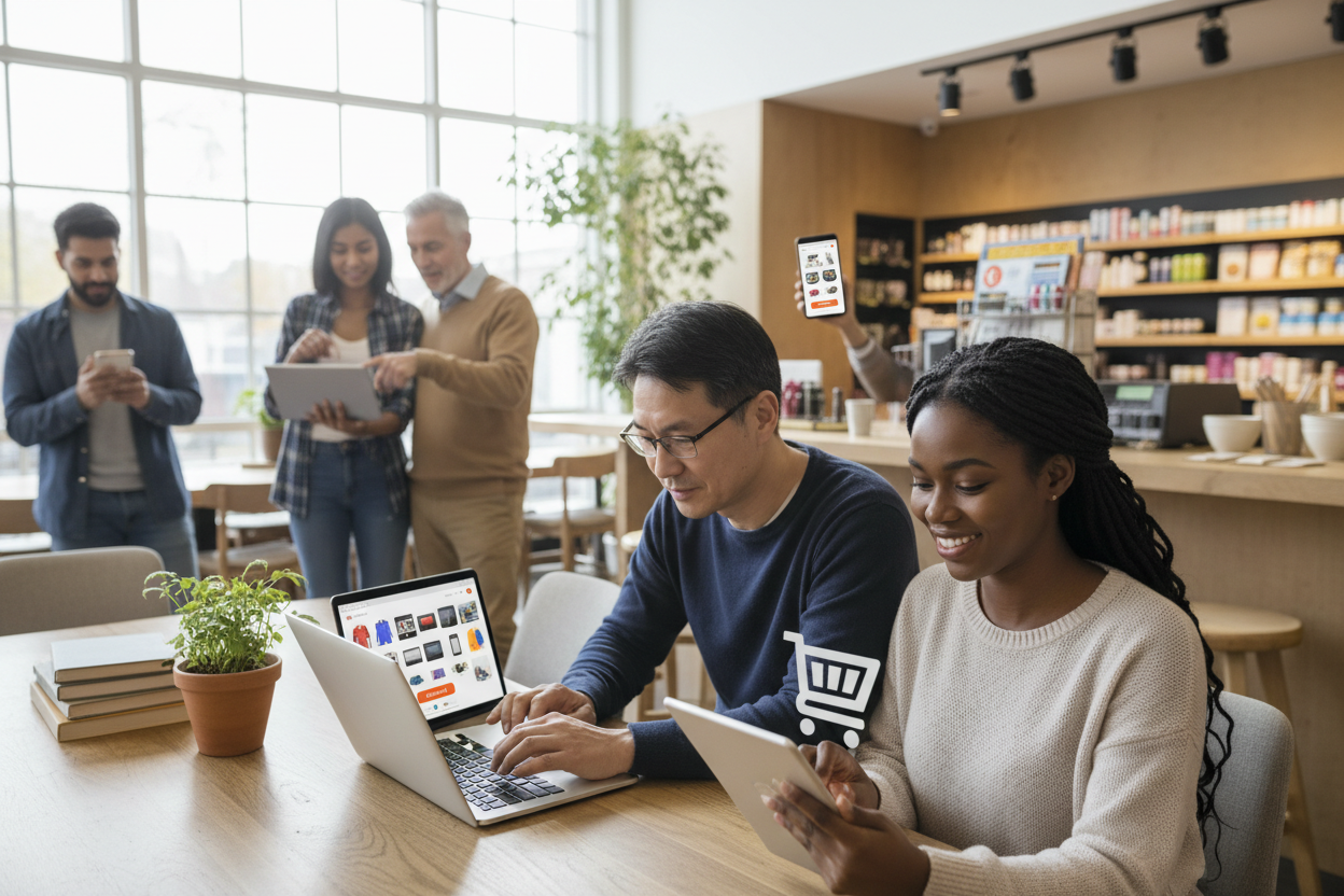 gente entrando a nuestra tienda online con seres humanos reales 